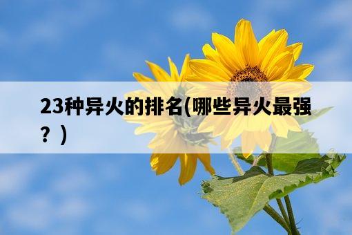 23種異火的排名，哪些異火最強？-圖1