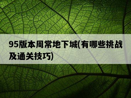 95版本周常地下城，有哪些挑戰及通關技巧-圖1