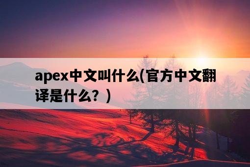 apex中文叫什么，官方中文翻譯是什么？-圖1