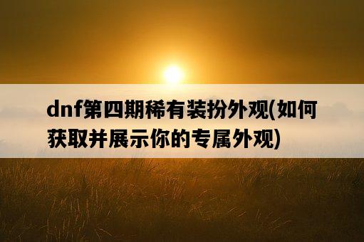 dnf第四期稀有裝扮外觀，如何獲取并展示你的專屬外觀-圖1