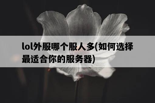 lol外服哪個服人多，如何選擇最適合你的服務器-圖1