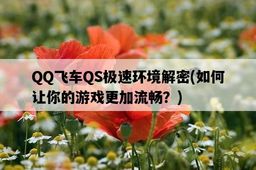 QQ飛車QS極速環境解密，如何讓你的游戲更加流暢？-圖1