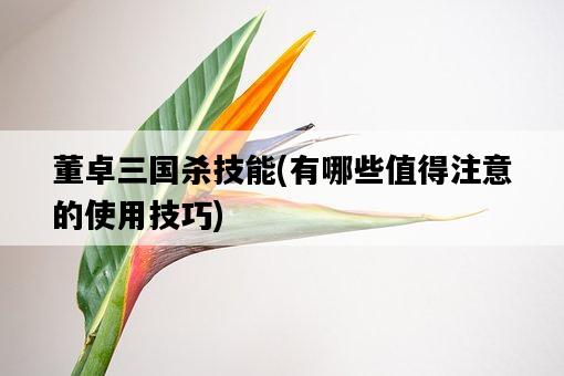 董卓三國殺技能，有哪些值得注意的使用技巧-圖1