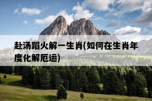 赴湯蹈火解一生肖，如何在生肖年度化解厄運-圖1