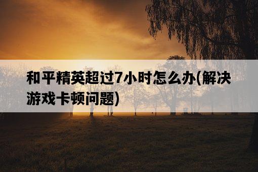 和平精英超過7小時怎么辦，解決游戲卡頓問題-圖1