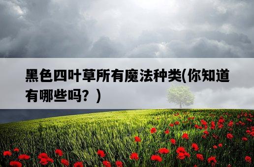黑色四葉草所有魔法種類，你知道有哪些嗎？-圖1