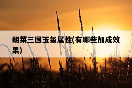 胡萊三國玉璽屬性，有哪些加成效果-圖1