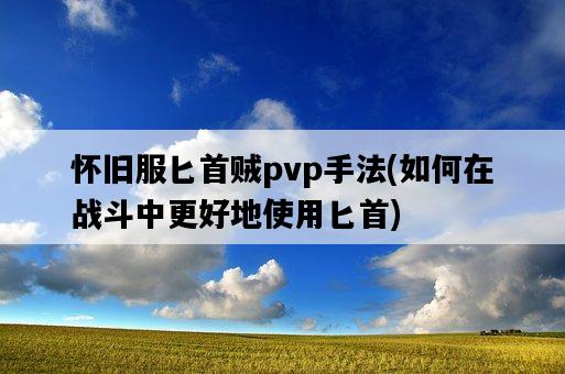 懷舊服匕首賊pvp手法，如何在戰斗中更好地使用匕首-圖1