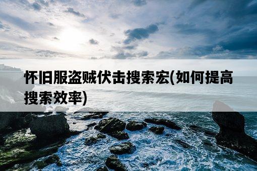 懷舊服盜賊伏擊搜索宏，如何提高搜索效率-圖1
