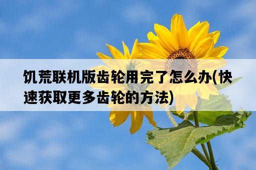 饑荒聯機版齒輪用完了怎么辦，快速獲取更多齒輪的方法-圖1