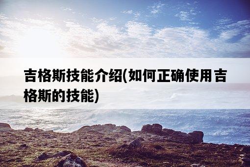 吉格斯技能介紹，如何正確使用吉格斯的技能-圖1