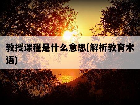教授課程是什么意思，解析教育術語-圖1