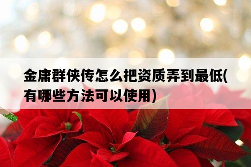 金庸群俠傳怎么把資質弄到最低，有哪些方法可以使用-圖1