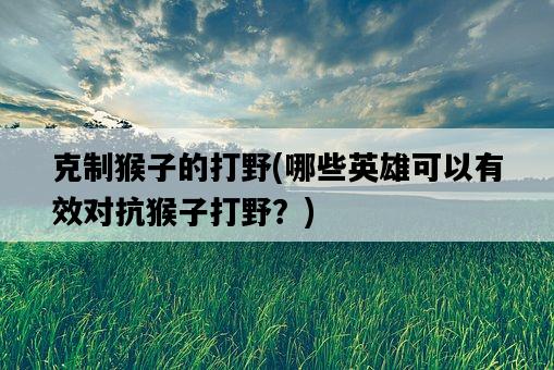 克制猴子的打野，哪些英雄可以有效對抗猴子打野？-圖1