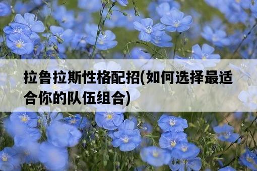 拉魯拉斯性格配招，如何選擇最適合你的隊伍組合-圖1