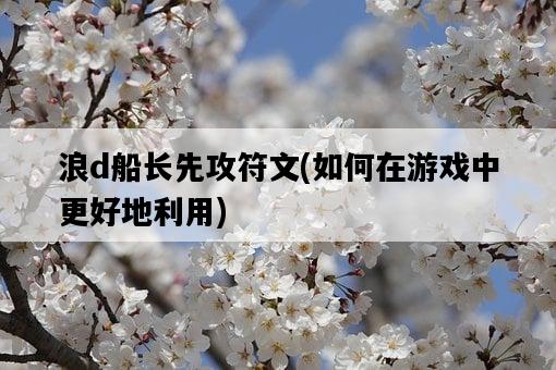 浪d船長先攻符文，如何在游戲中更好地利用-圖1
