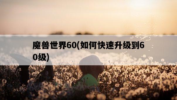 魔獸世界60，如何快速升級到60級-圖1