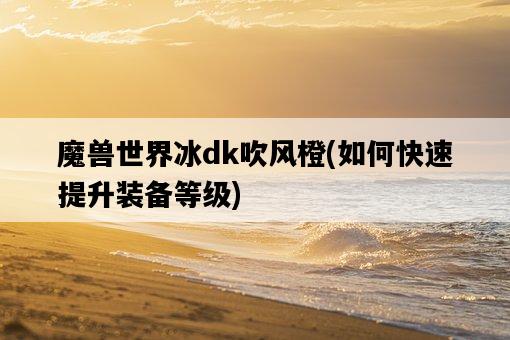 魔獸世界冰dk吹風橙，如何快速提升裝備等級-圖1