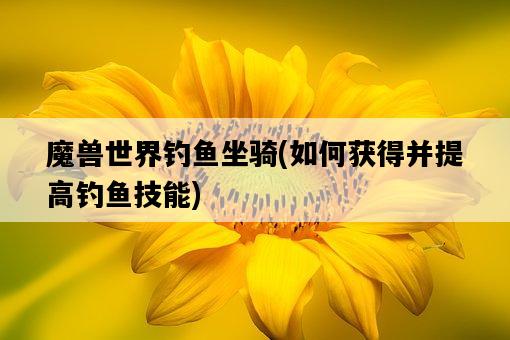魔獸世界釣魚坐騎，如何獲得并提高釣魚技能-圖1