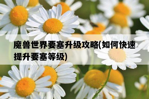 魔獸世界要塞升級攻略，如何快速提升要塞等級-圖1