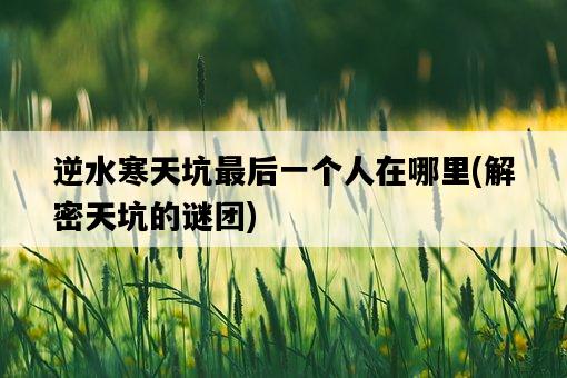 逆水寒天坑最后一個人在哪里，解密天坑的謎團-圖1