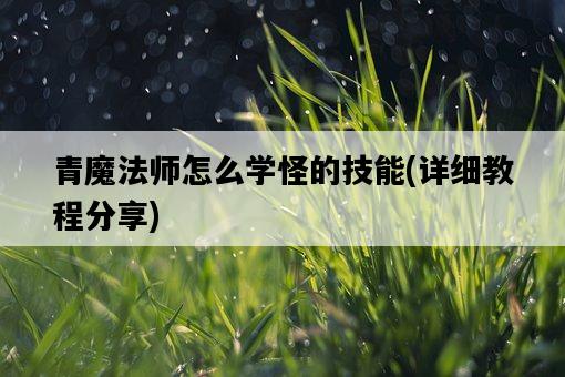 青魔法師怎么學怪的技能，詳細教程分享-圖1