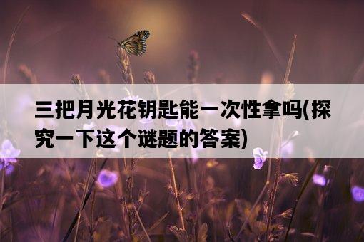 三把月光花鑰匙能一次性拿嗎，探究一下這個謎題的答案-圖1