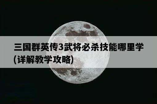 三國群英傳3武將必殺技能哪里學，詳解教學攻略-圖1