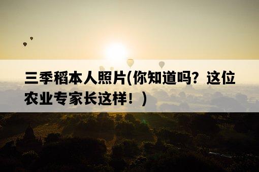 三季稻本人照片，你知道嗎？這位農業專家長這樣！-圖1