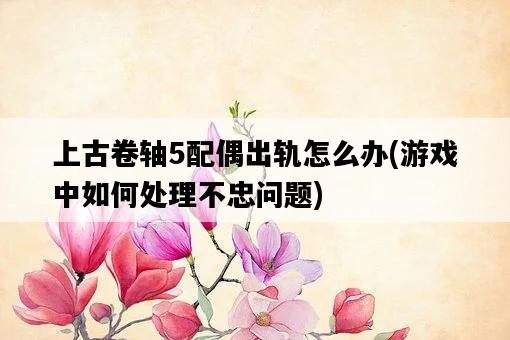 上古卷軸5配偶出軌怎么辦，游戲中如何處理不忠問題-圖1