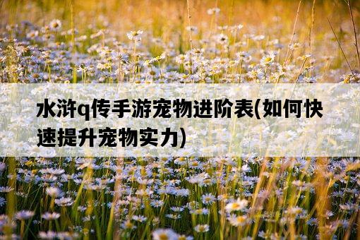 水滸q傳手游寵物進階表，如何快速提升寵物實力-圖1