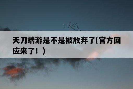 天刀端游是不是被放棄了，官方回應來了！-圖1