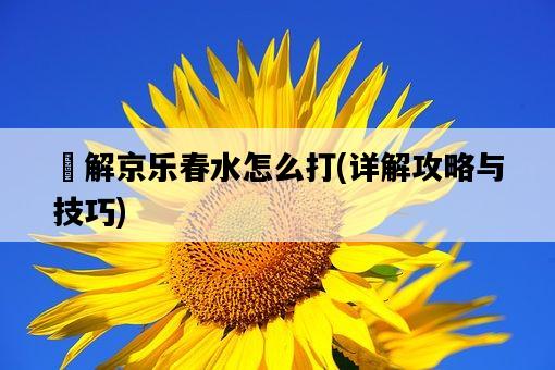 卍解京樂春水怎么打，詳解攻略與技巧-圖1