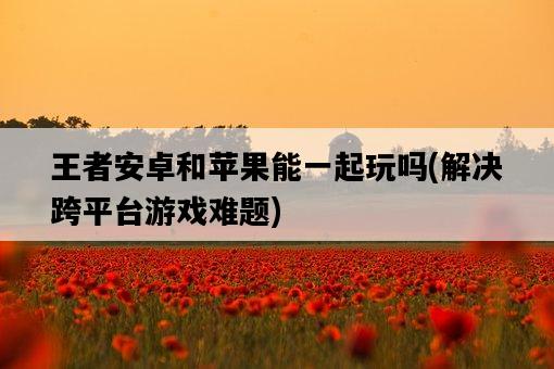 王者安卓和蘋果能一起玩嗎，解決跨平臺游戲難題-圖1