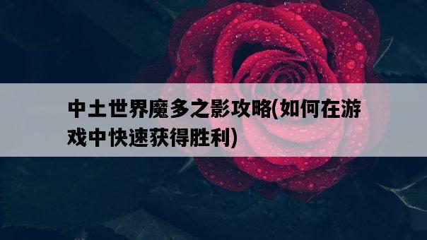 中土世界魔多之影攻略，如何在游戲中快速獲得勝利-圖1