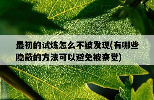 最初的試煉怎么不被發現，有哪些隱蔽的方法可以避免被察覺-圖1
