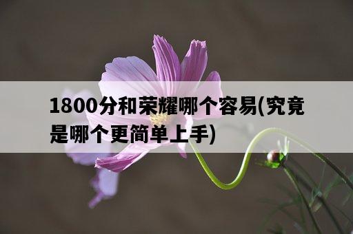1800分和榮耀哪個容易，究竟是哪個更簡單上手-圖1