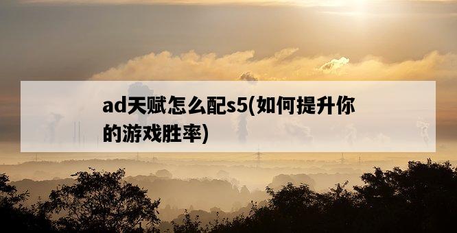 ad天賦怎么配s5，如何提升你的游戲勝率-圖1