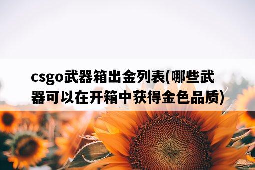 csgo武器箱出金列表，哪些武器可以在開箱中獲得金色品質-圖1