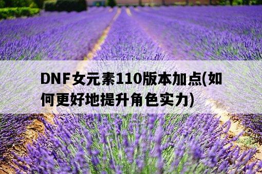DNF女元素110版本加點，如何更好地提升角色實力-圖1