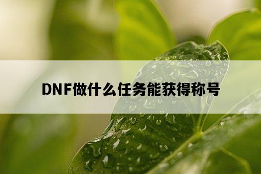 DNF做什么任務能獲得稱號-圖1