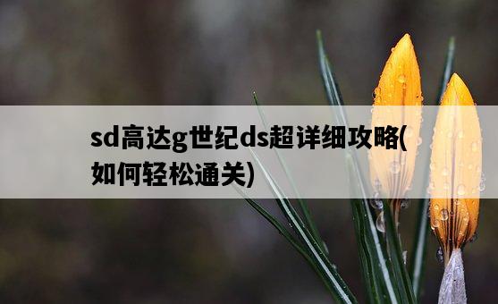 sd高達g世紀ds超詳細攻略，如何輕松通關-圖1