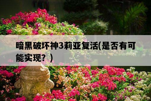 暗黑破壞神3莉亞復活，是否有可能實現？-圖1