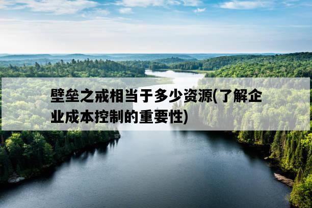 壁壘之戒相當于多少資源，了解企業成本控制的重要性-圖1