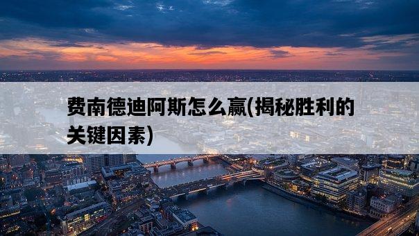 費南德迪阿斯怎么贏，揭秘勝利的關鍵因素-圖1