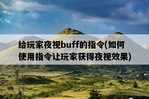 給玩家夜視buff的指令，如何使用指令讓玩家獲得夜視效果-圖1