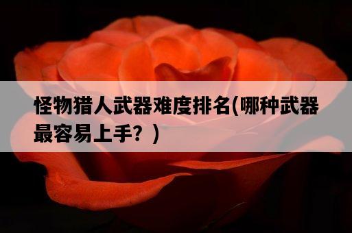 怪物獵人武器難度排名，哪種武器最容易上手？-圖1