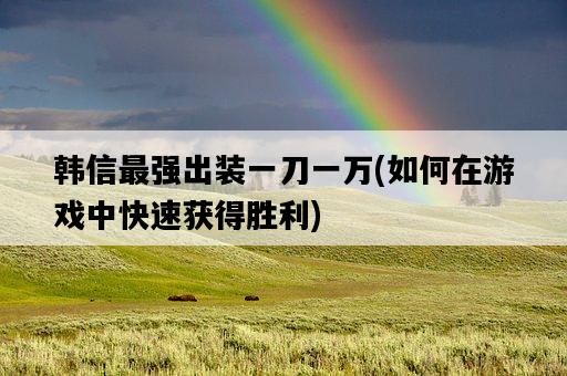 韓信最強出裝一刀一萬，如何在游戲中快速獲得勝利-圖1