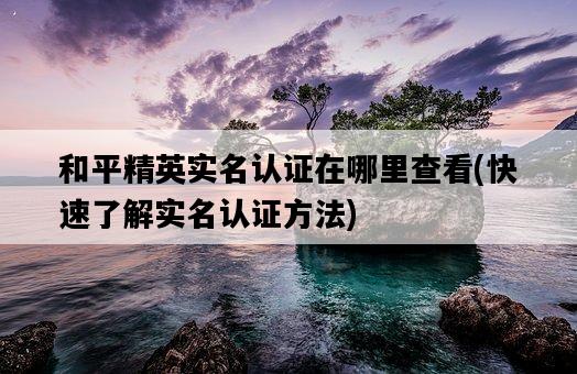 和平精英實名認證在哪里查看，快速了解實名認證方法-圖1