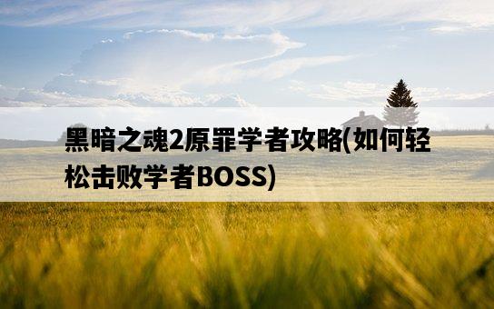 黑暗之魂2原罪學者攻略，如何輕松擊敗學者BOSS-圖1